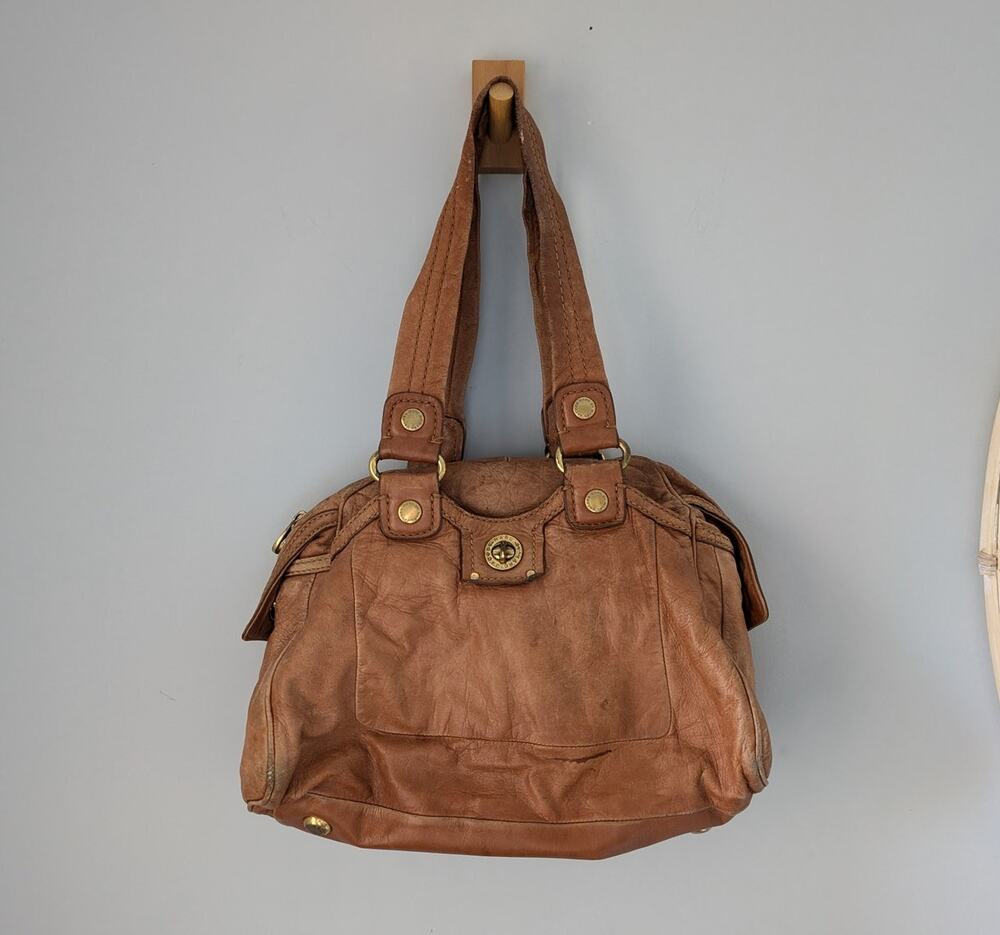 Marc by Marc Jacobs Totally Turnlock Benny Cognac Slouchy Leather Satchel Y2K